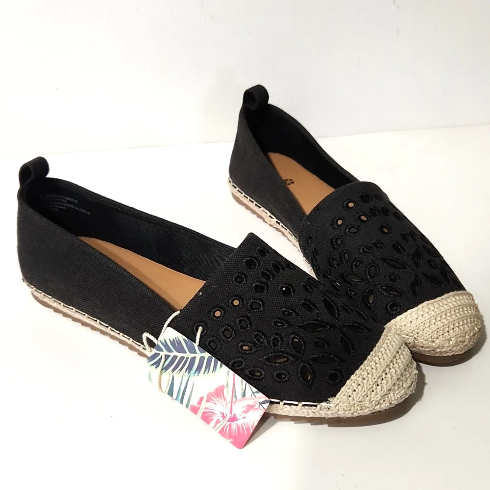 NEW! Tommy Bahama Selena Slip On Black Espadrilles Size 8, 8.5